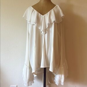 Rodarte x Universal Standard collab sz L White Ruffled Women's Top with sash